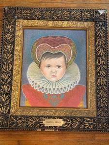 lot 48 image: Framed Portrait Painting of Hazel de Medici with Ornate Gilt Frame