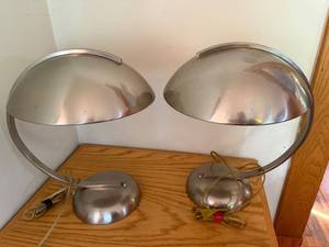 lot 53 image: Pair of Brushed Metal Modern Table Lamps