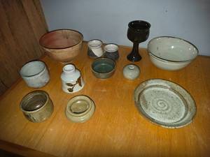 lot 66 image: Collection of Artisan Pottery Bowls, Cups, and Plates