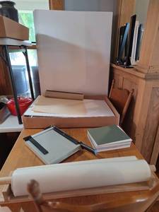 lot 69 image: Paper Cutting and Notepad Office Supply Collection with Cutter and Paper Rolls