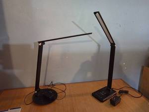 lot 86 image: Set of 2 Adjustable LED Desk Lamps with Power Adapter