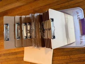 lot 94 image: Lot of 16 Standard Clipboards and Hanging File Folders with Storage Bin