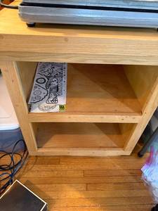 lot 112 image: Solid Wood Utility Cart with Shelf and Compartment 28x25 Inches - Shelf only, contents not included