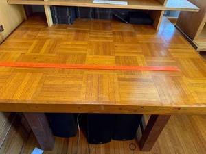 lot 118 image: Wood Parsons-Style Desk with Shelving Unit