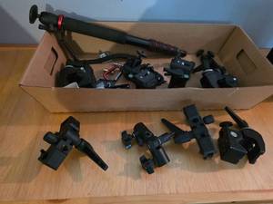 lot 123 image: Collection of Camera Mounts, Clamps, and Extendable Monopod