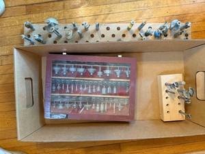 lot 149 image: Tool Shop Router Bit Set with Storage Tray and Assorted Jigs