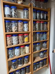 lot 266 image: Collection of Assorted Hardware Fasteners and Wood Joinery Supplies in Jars