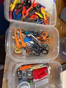 lot 281 image: Collection of Hand Tools Scissors, Utility Knives, Clamps and Miscellaneous Supplies