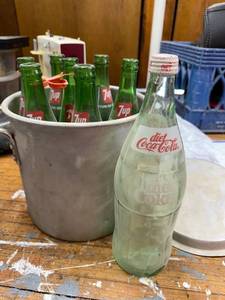 lot 294 image: Lot of 7 Vintage 7up Glass Bottles and Diet Coke Glass Bottle