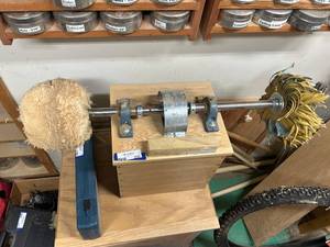 lot 237 image: Used Benchtop Buffing and Polishing Machine with Motor and Stand