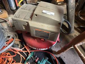 lot 314 image: Porter Cable Air Compressor with Hose Reel