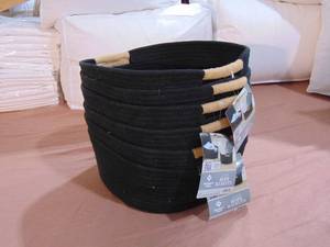 lot 9 image: 6 Pack Members Mark Rope Basket - Black 15x12x6