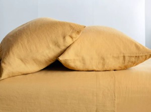 King 100% French Linen Sheet Set Honey