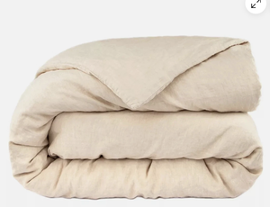 lot 19 image: 100% French Linen Duvet Cover - KingCal King - Putty Heather