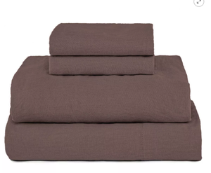 lot 34 image: Queen Color Clove 100% French Linen Sheet Set  BOKSER HOME