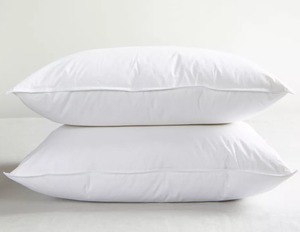lot 45 image: Queen 2 Pack Firm White Duck Feather & Down Bed Pillow  BOKSER HOME