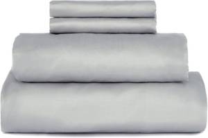 lot 49 image: 500 Thread Count 100% Long Staple Cotton Sateen Bed Sheets California King - Pebble Grey  Luxurious, Ultra Soft, and Smooth 4 Piece Set  Extra Deep Pockets to Fit Any Mattress
