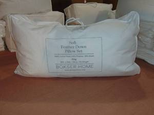 lot 63 image: 2 Pack  King  White Duck Feather & Down Bed Pillow  BOKSER HOME