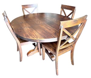 5-Piece Wood Dining Set with Round Table and 4 Cross-Back Chairs