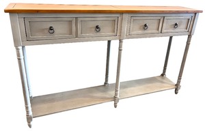 Wood Console Table with 4 Drawers and Lower Shelf