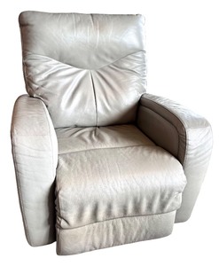lot 15 image: Gray Leather Recliner Armchair