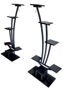 lot 27 image: Pair of Modern Multi-Tier Metal Plant Stands