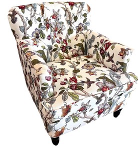 lot 41 image: Floral Upholstered Armchair with Rolled Arms
