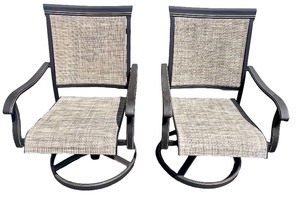 lot 48 image: Set of 2 Outdoor Swivel Patio Chairs with Cushioned Seats