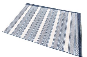 lot 51 image: Striped Blue and White Outdoor Rug