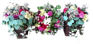 lot 52 image: Floral Decor Set with Wreath and Arrangements in Planters