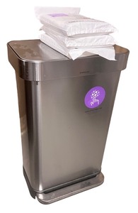 lot 128 image: Simplehuman Stainless Steel Sensor Trash Can with 3 Refill Packs