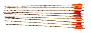 lot 131 image: Set of 9 Easton Gamegetter II Camouflage Aluminum Arrows with Feather Fletching