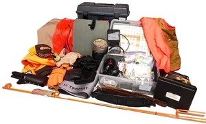 lot 147 image: Hunting and Outdoor Gear Lot with Accessories and Clothing