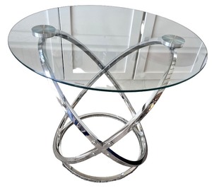 lot 11A image: Modern Glass Top End Table with Chrome Bases