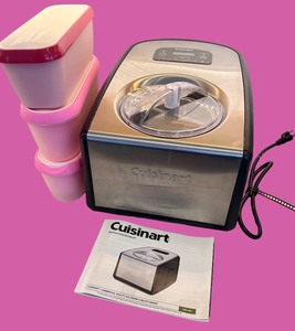 lot 59 image: Cuisinart Stainless Steel Ice Cream Maker with Storage Containers and Manual