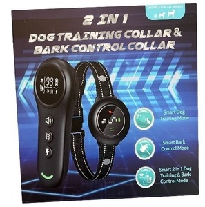 lot 92 image: 2 in 1 Dog Training Collar and Bark Control Collar Set