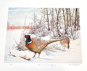 lot 25 image: Edge of the Lake-Pheasants Limited Edition Print Signed by Chris Christianson 1500