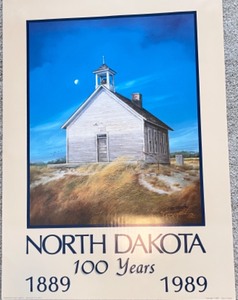 lot 81 image: North Dakota 100 Years 1889-1989 Centennial Poster by Gary Miller
