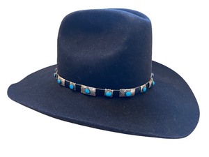 lot 106 image: Black Felt Cowboy Hat with Silver and Turquoise Concho Band