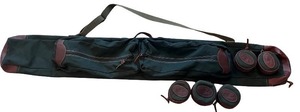 lot 195 image: Canvas and Leather Fishing Rod Carry Bag with Accessory Pouches