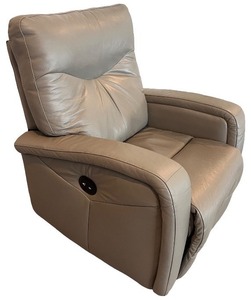 lot 196 image: Gray Leather Power Recliner Armchair