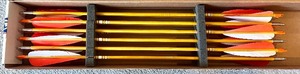 lot 201 image: Set of 8 Fiberglass Target Arrows with Red and White Fletching