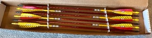 lot 202 image: Set of 6 Traditional Wooden Arrows with Feather Fletching