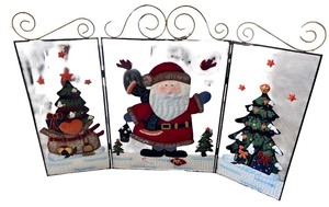 lot 237 image: Decorative Santa Claus Holiday Fireplace Screen with Christmas Trees