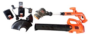 lot 249 image: BlackDecker Cordless String Trimmer and Blower Set with Batteries and Chargers