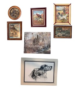 lot 270 image: Collection of Framed Hunting Dog Art and Prints