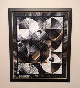 lot 73A image: Large Framed Drunkard Pattern Quilt
