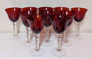 lot 79 image: Red Glass Goblet Set