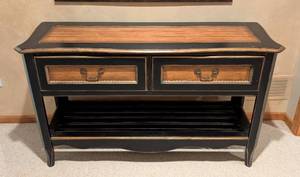lot 1A image: Gold and Black Painted Wood Console Table