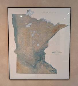 lot 28 image: Large Framed Raven Map of Minnesota